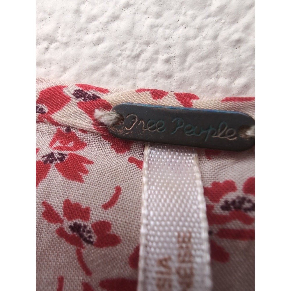 Free People Pink Red Floral Boho Mini Dress Oversized Rayon Tunic Size Small - Picture 5 of 12